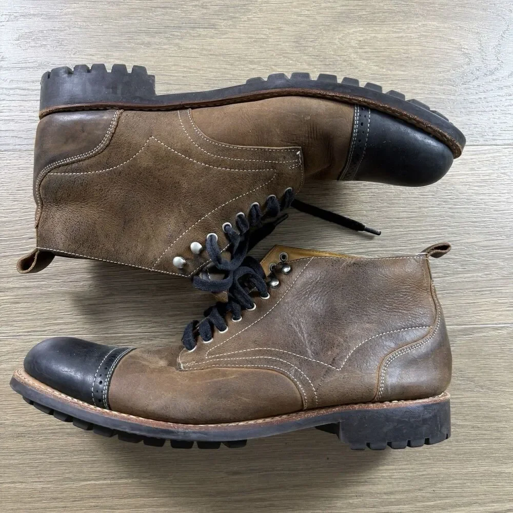 Stacy Adams Boots Men 10.5 Brockton Madison Brown Leather Cap Toe Ankle